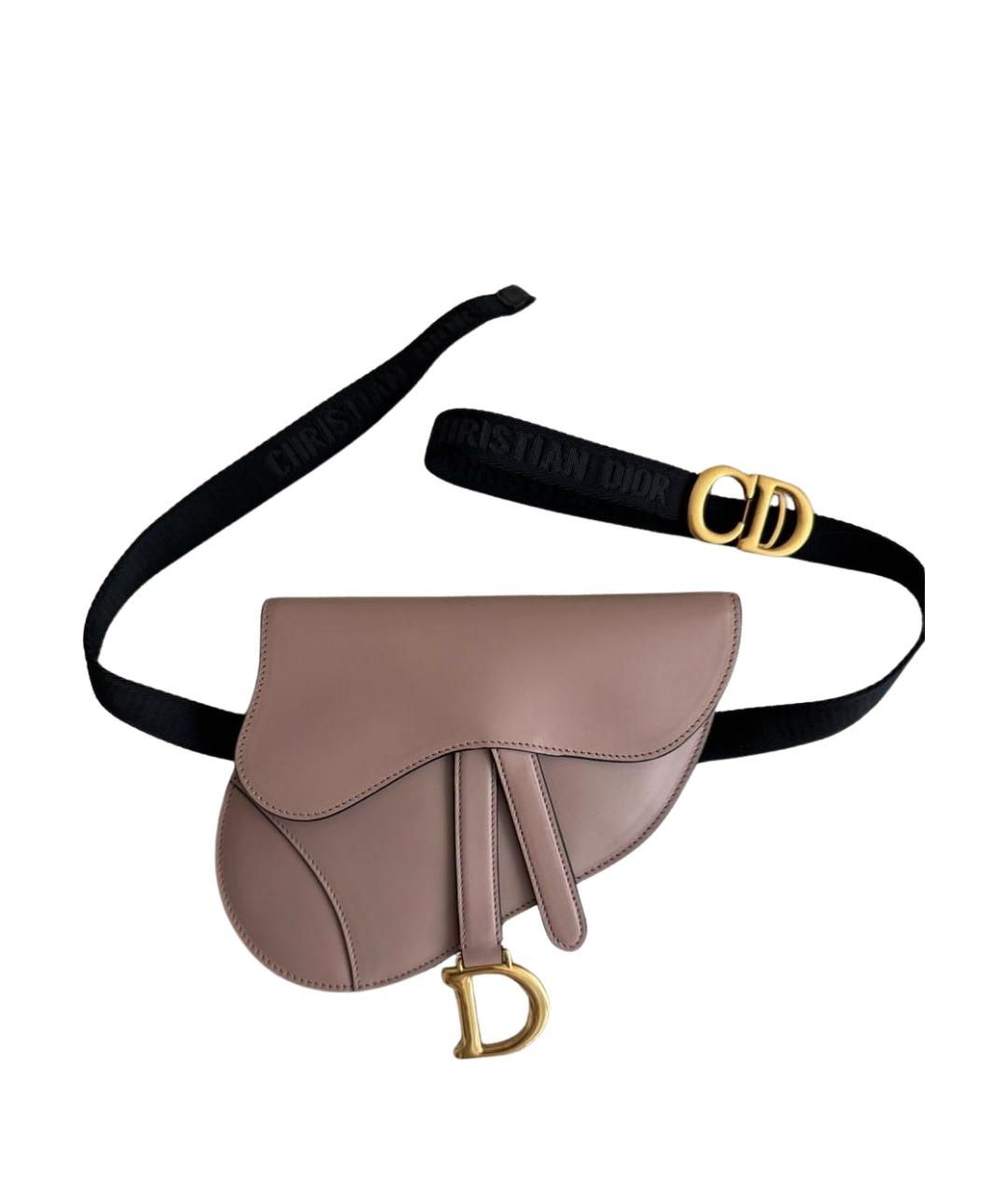 CHRISTIAN DIOR Розовая кожаная поясная сумка, фото 1