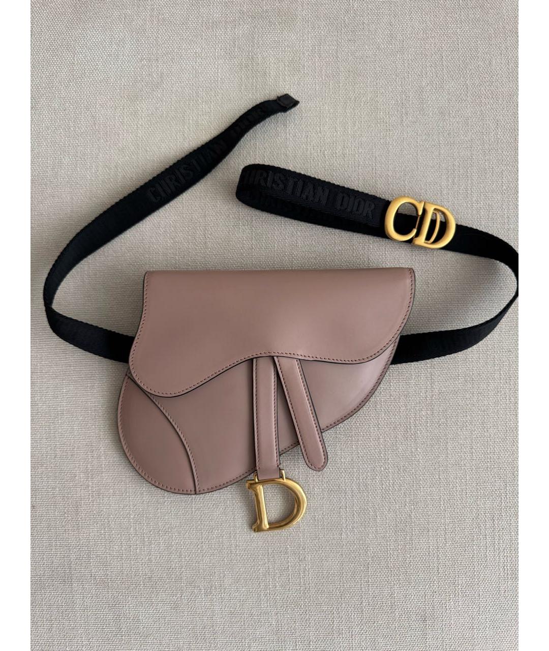 CHRISTIAN DIOR Розовая кожаная поясная сумка, фото 7