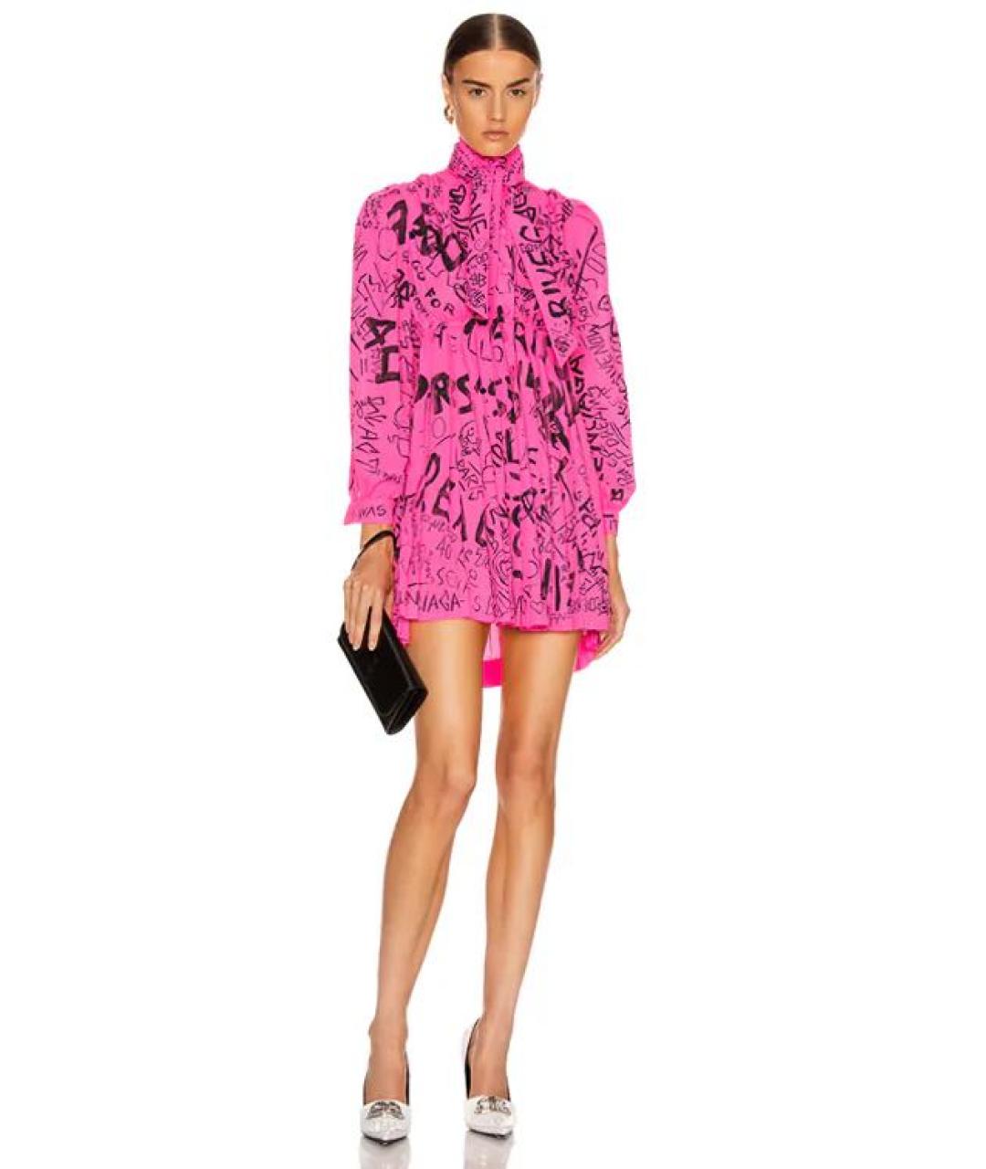 BALENCIAGA Розовое полиэстеровое повседневное платье, фото 3