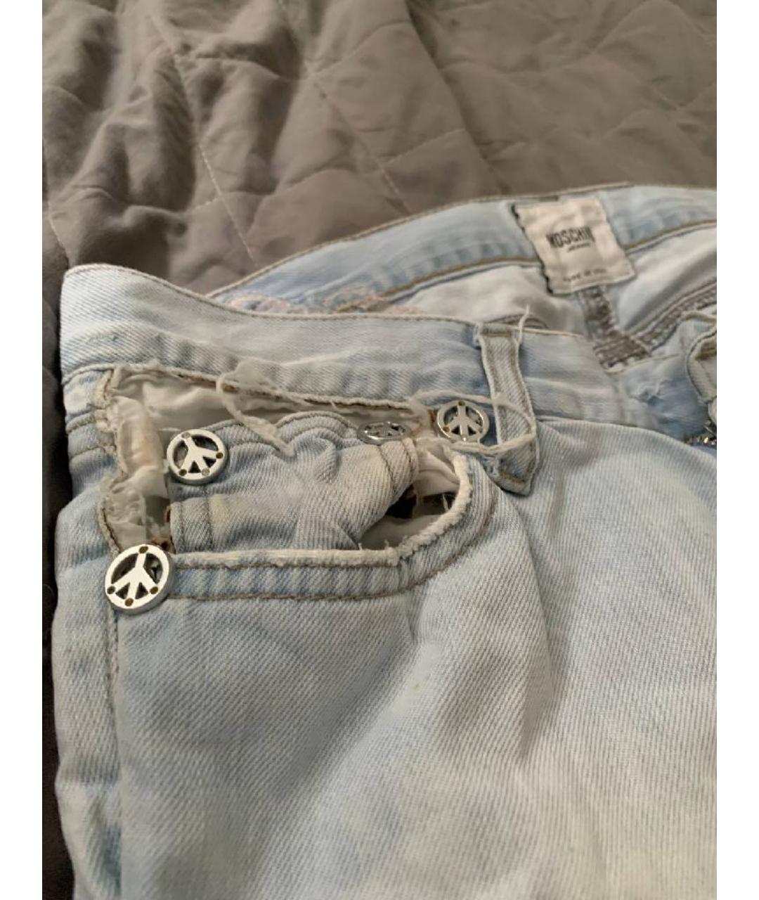 MOSCHINO Синие хлопко-полиэстеровые джинсы клеш, фото 5