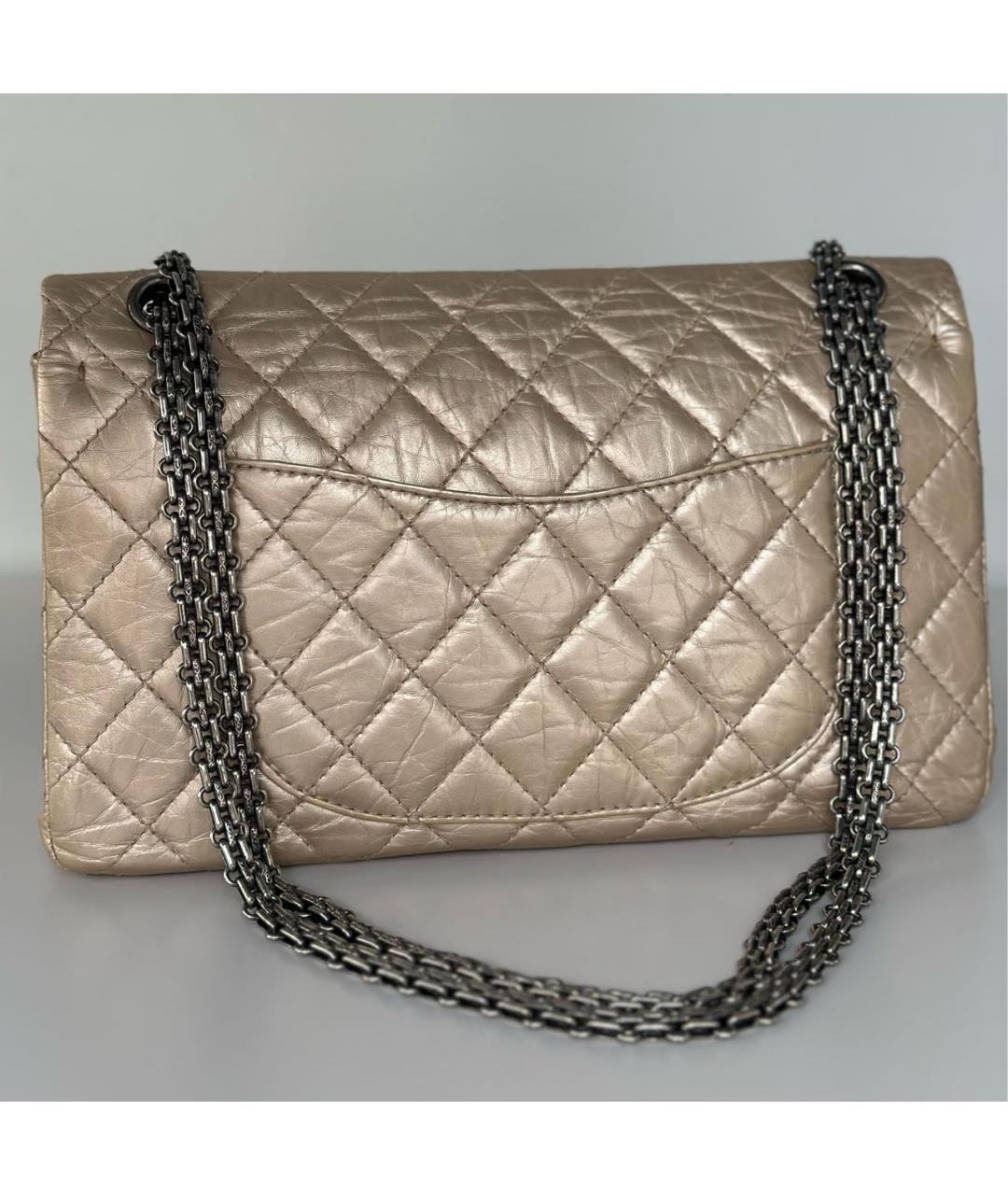 CHANEL Золотая кожаная сумка через плечо, фото 3
