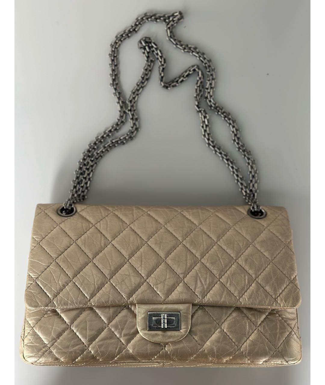 CHANEL Золотая кожаная сумка через плечо, фото 4