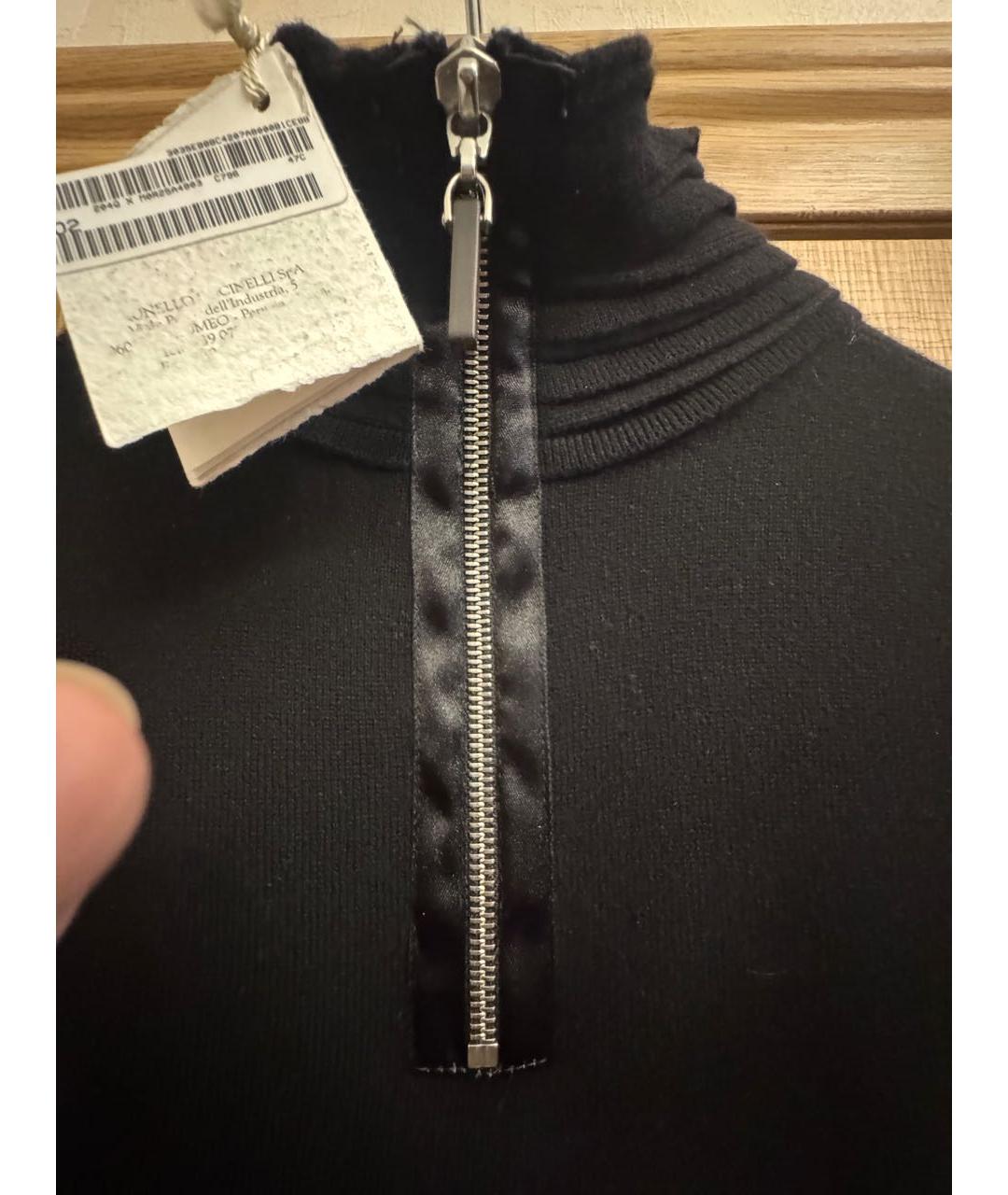 BRUNELLO CUCINELLI Черное кашемировое повседневное платье, фото 4