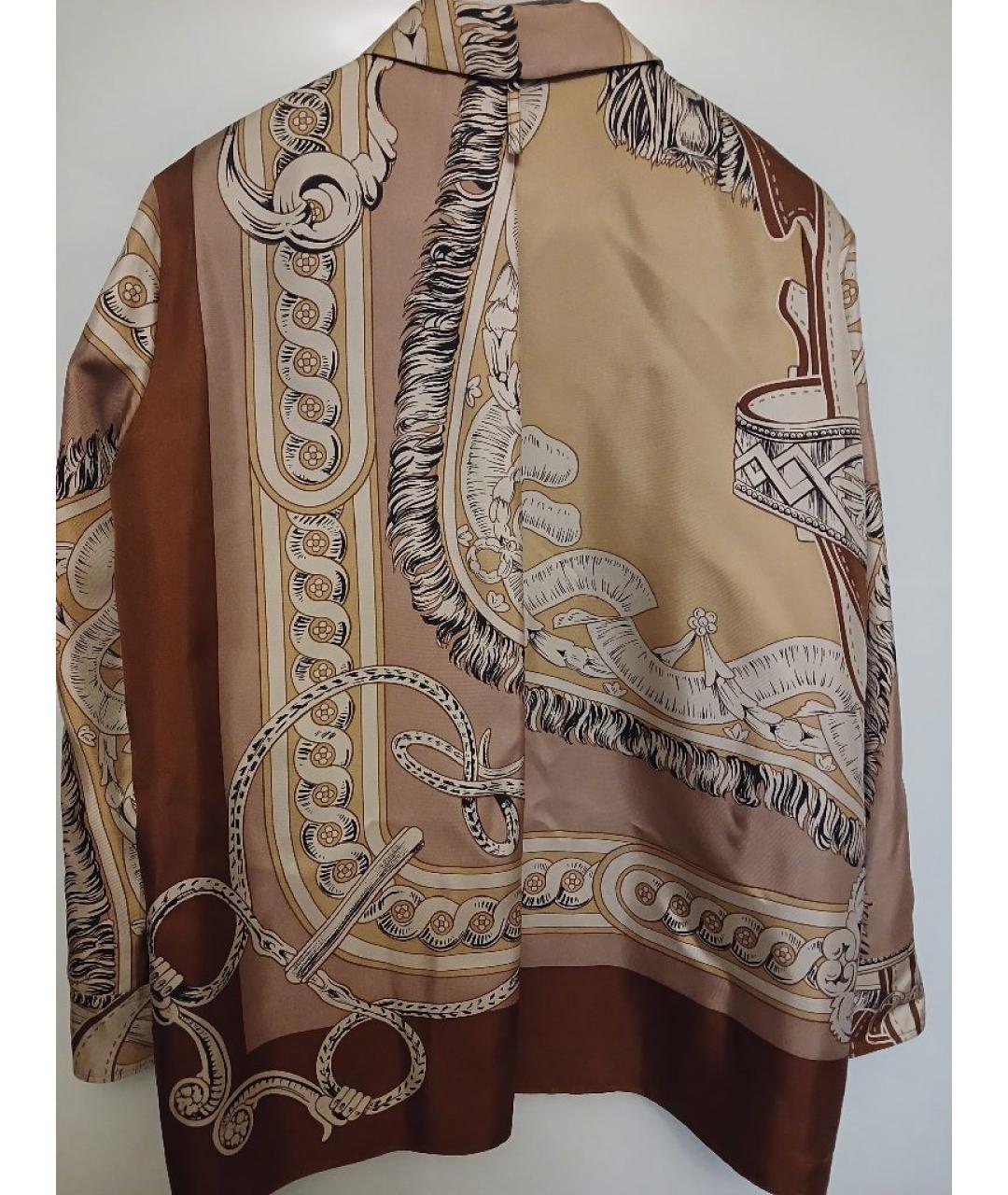 HERMES Коричневая шелковая блузы, фото 2