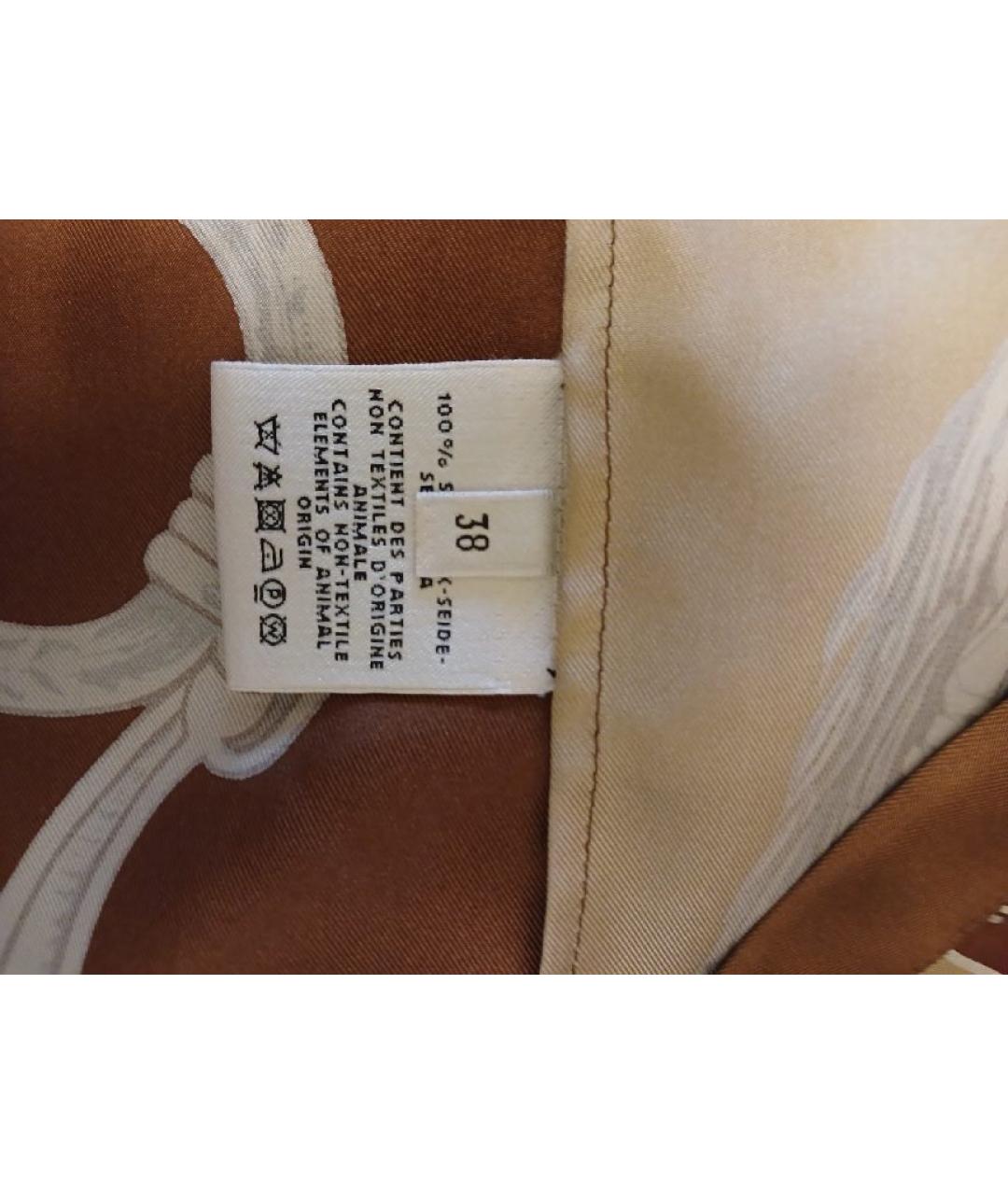 HERMES Коричневая шелковая блузы, фото 4