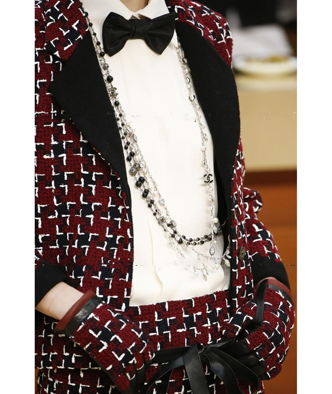 CHANEL Бордовый твидовый жакет/пиджак, фото 3