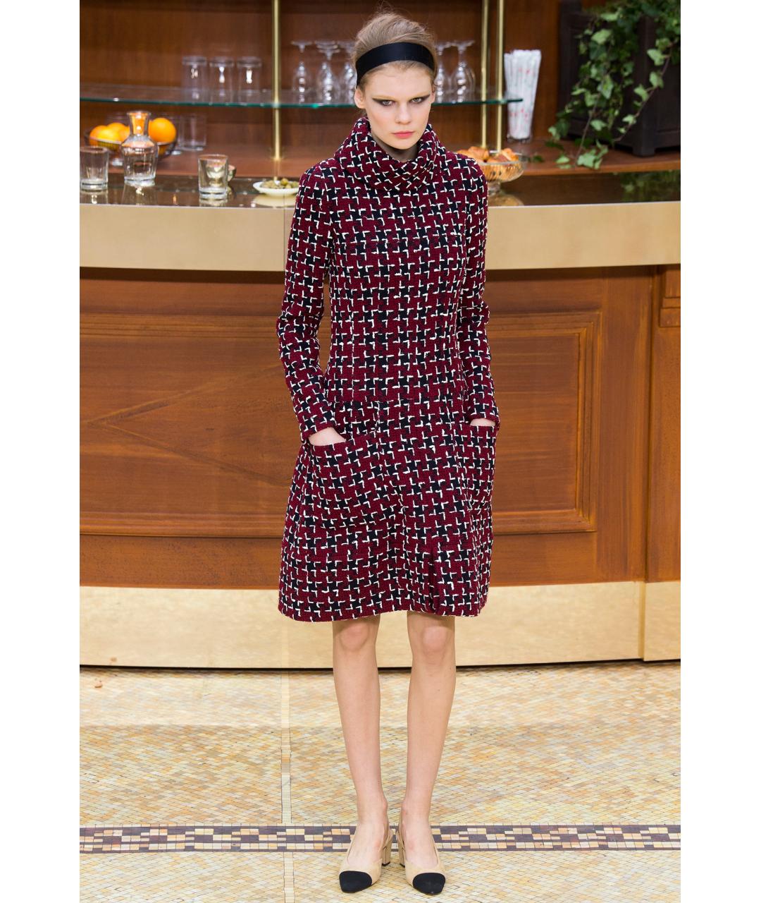 CHANEL Бордовый твидовый жакет/пиджак, фото 4