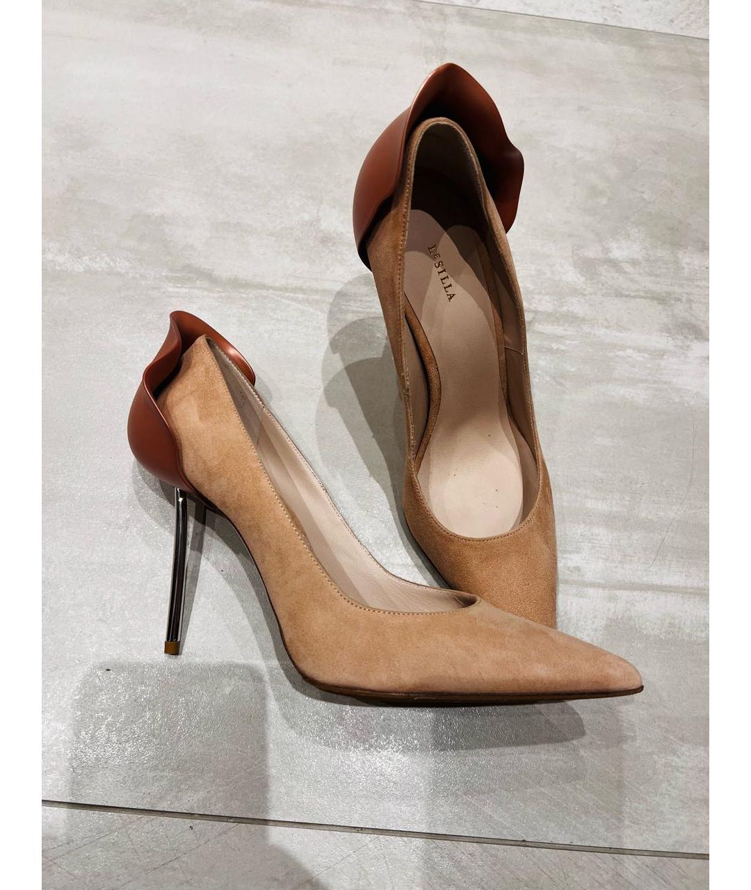LE SILLA Бежевые замшевые туфли, фото 6