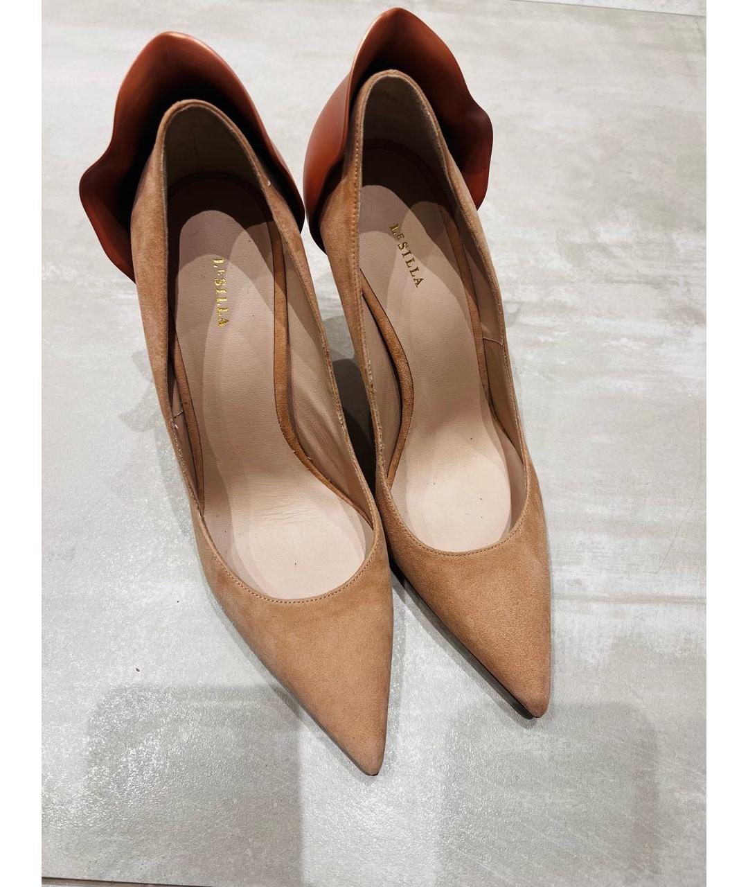 LE SILLA Бежевые замшевые туфли, фото 2