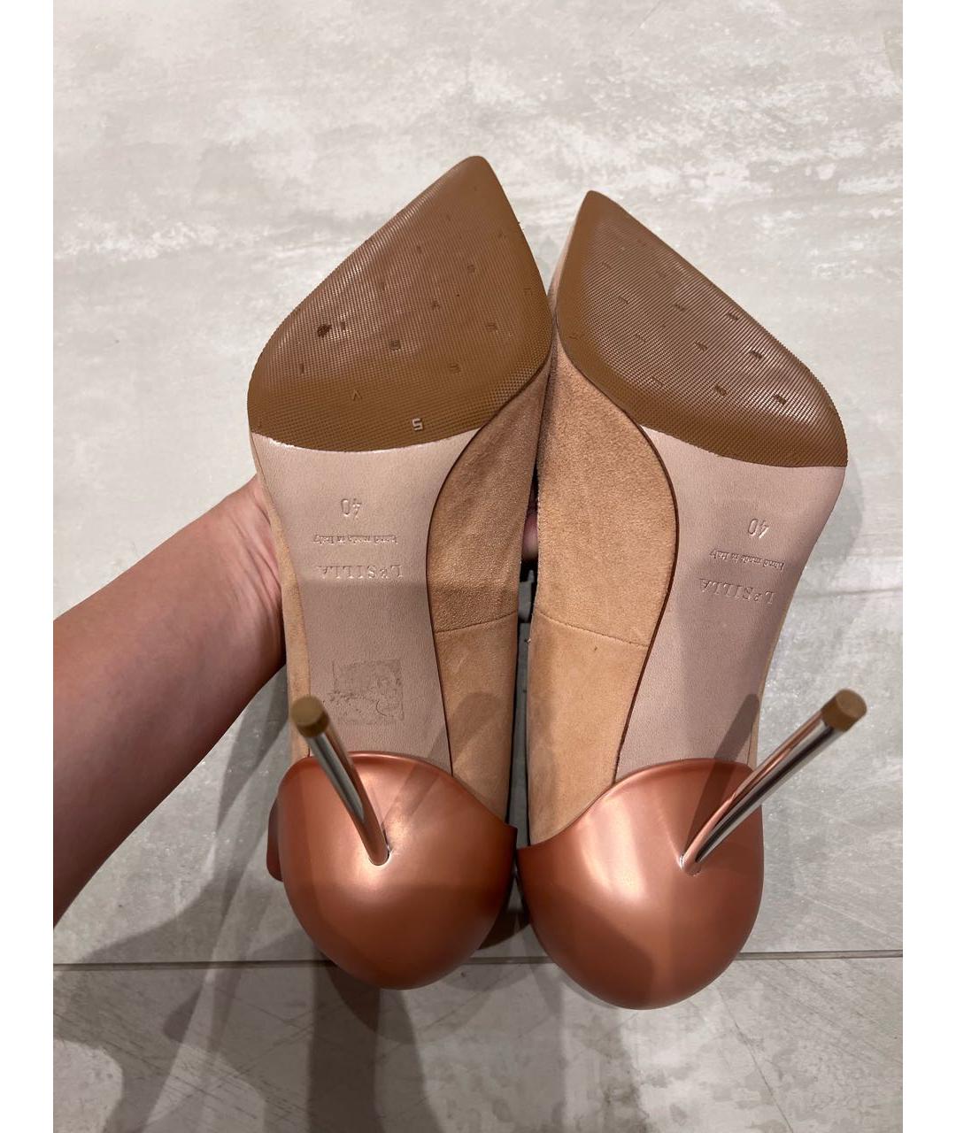 LE SILLA Бежевые замшевые туфли, фото 3