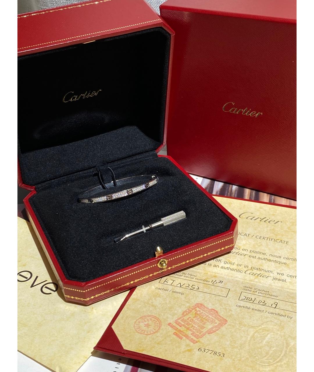 CARTIER Серебрянный браслет из белого золота, фото 2