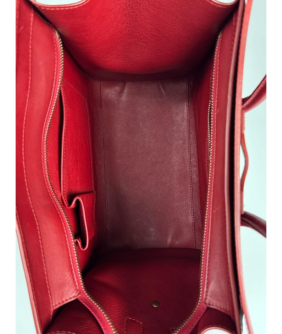 CELINE Бордовая кожаная сумка с короткими ручками, фото 4