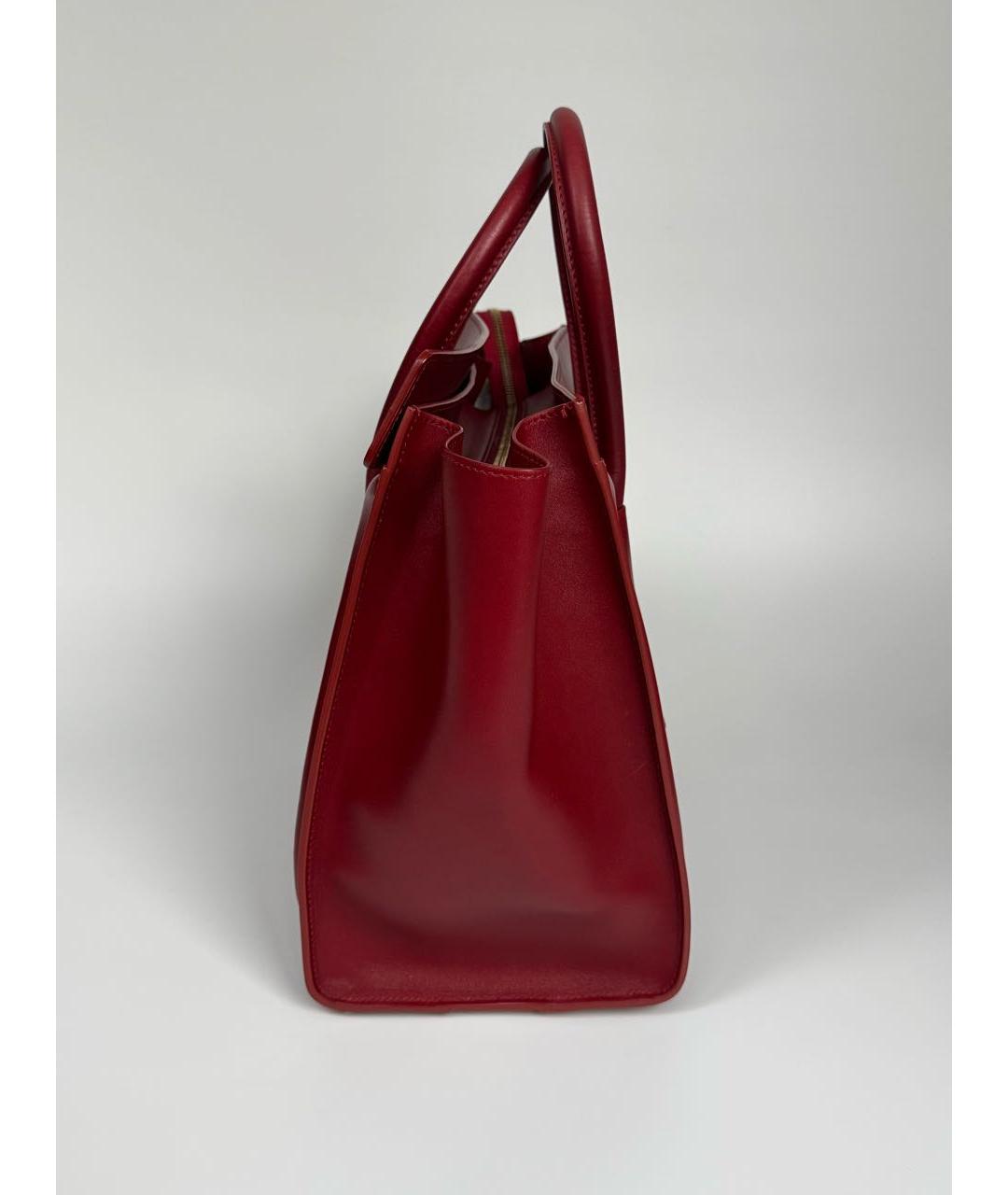 CELINE Бордовая кожаная сумка с короткими ручками, фото 6