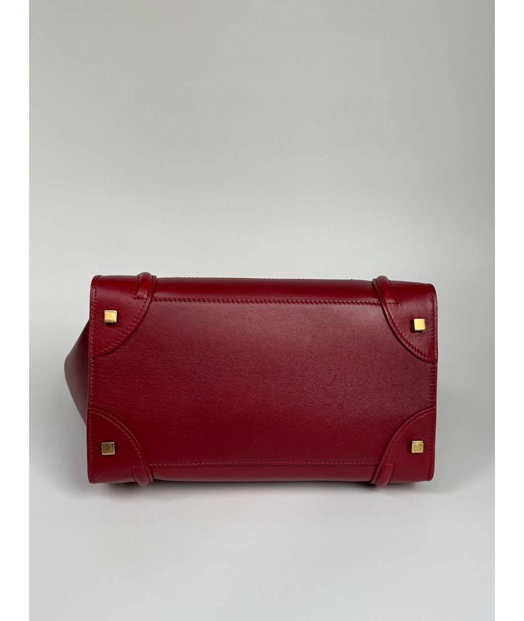 CELINE Бордовая кожаная сумка с короткими ручками, фото 7