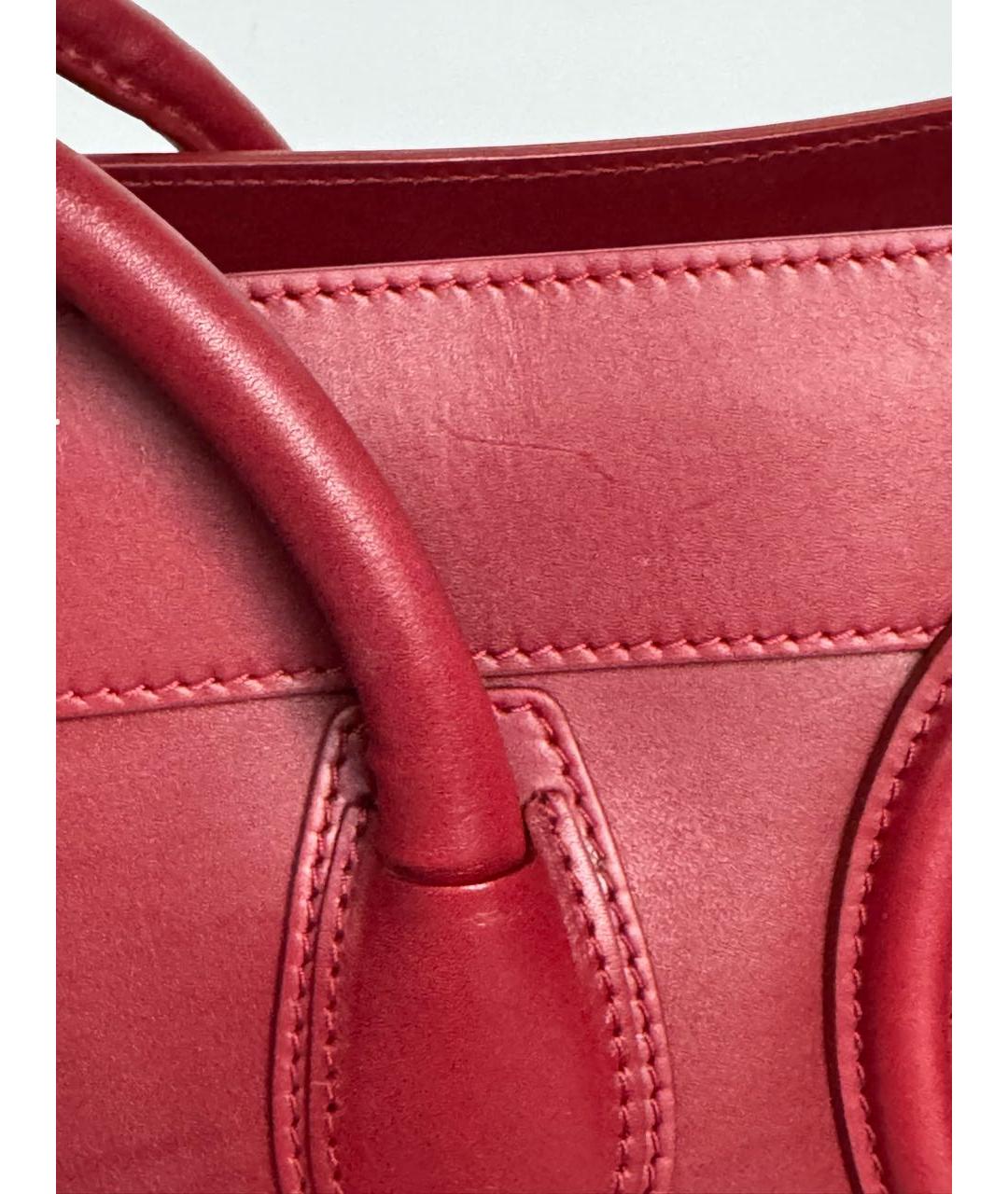 CELINE Бордовая кожаная сумка с короткими ручками, фото 8