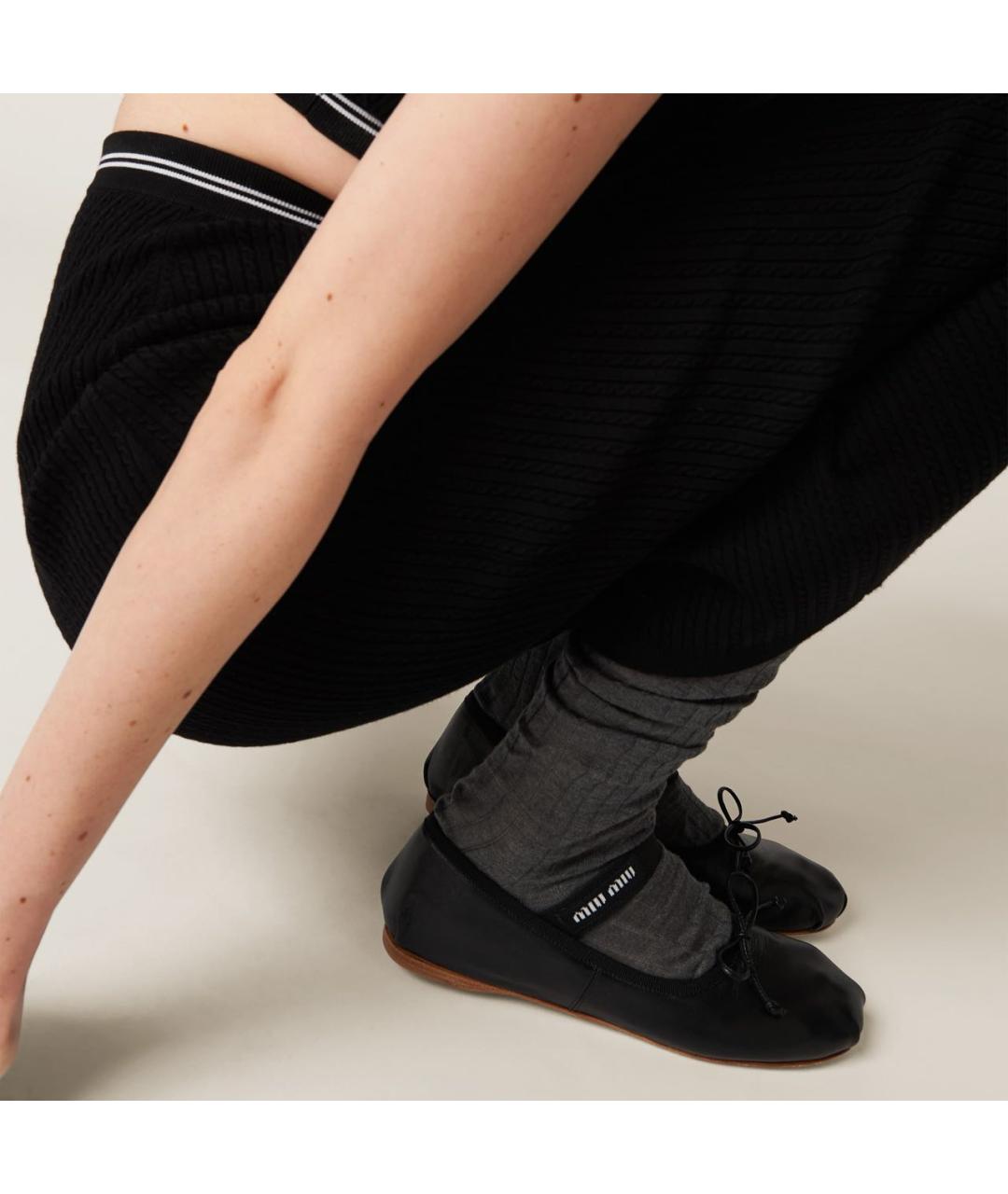 MIU MIU Черные кожаные балетки, фото 6