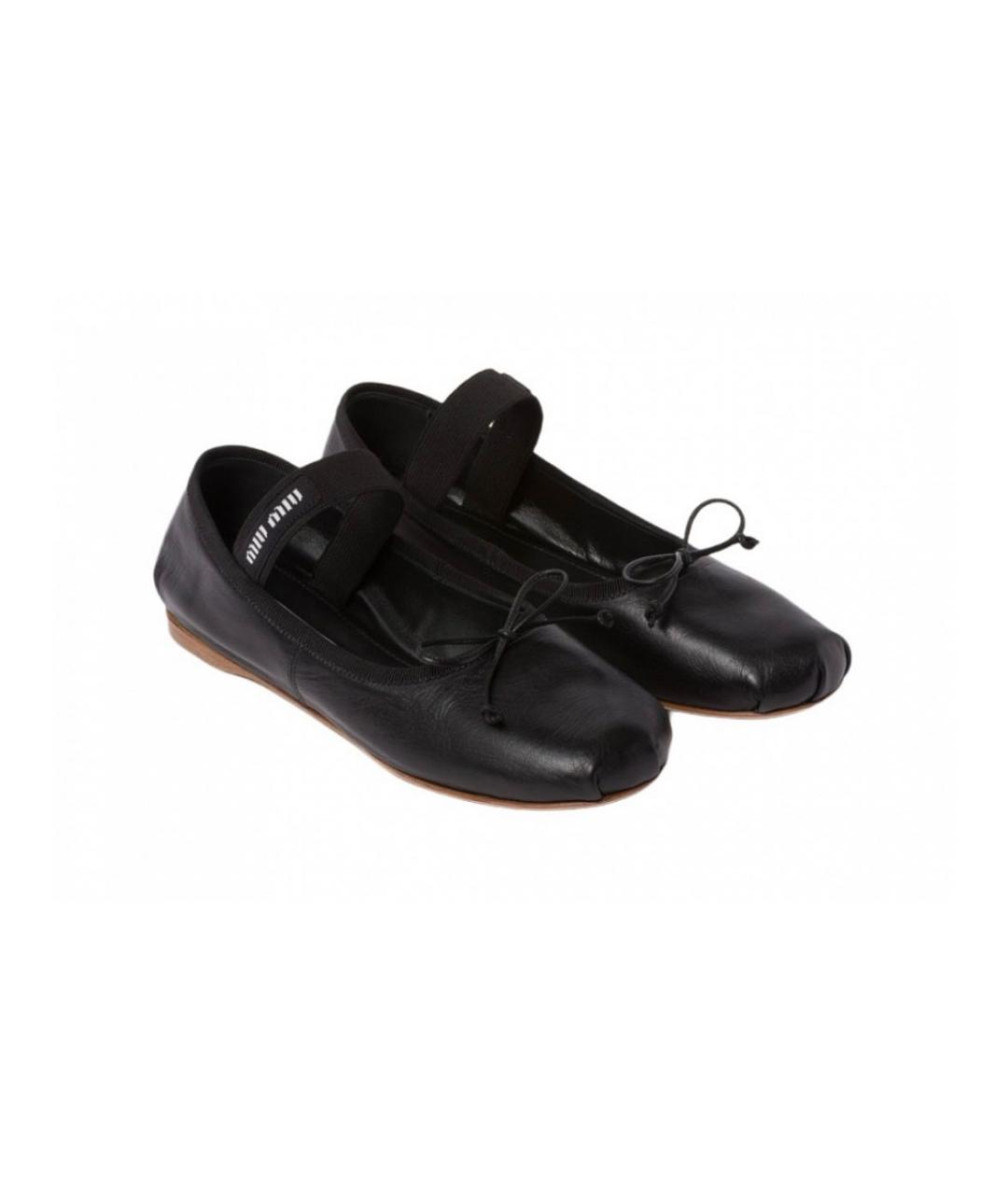 MIU MIU Черные кожаные балетки, фото 2