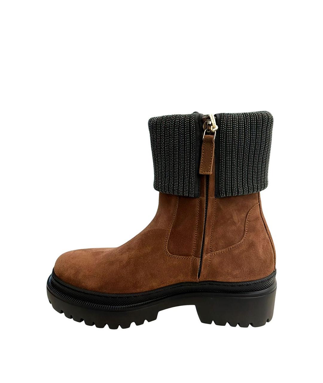 BRUNELLO CUCINELLI Коричневые замшевые ботинки, фото 2