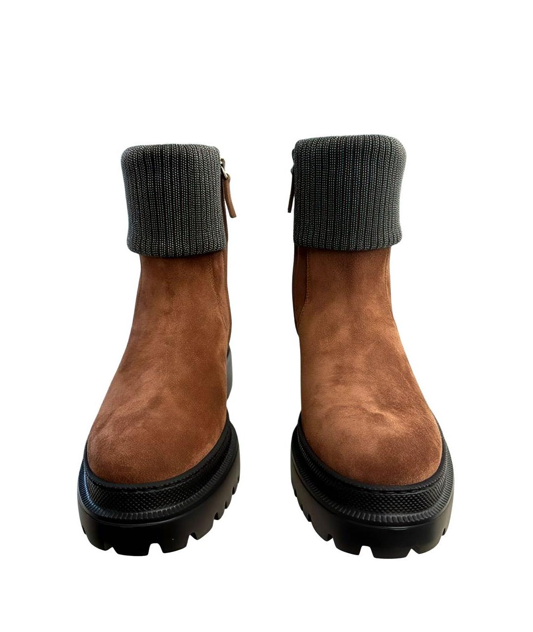 BRUNELLO CUCINELLI Коричневые замшевые ботинки, фото 3