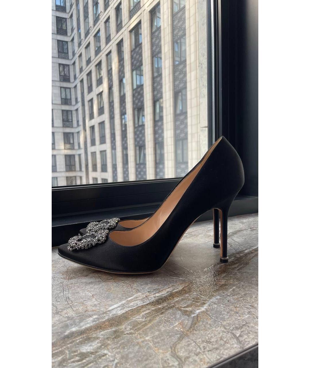 MANOLO BLAHNIK Черные текстильные туфли, фото 6