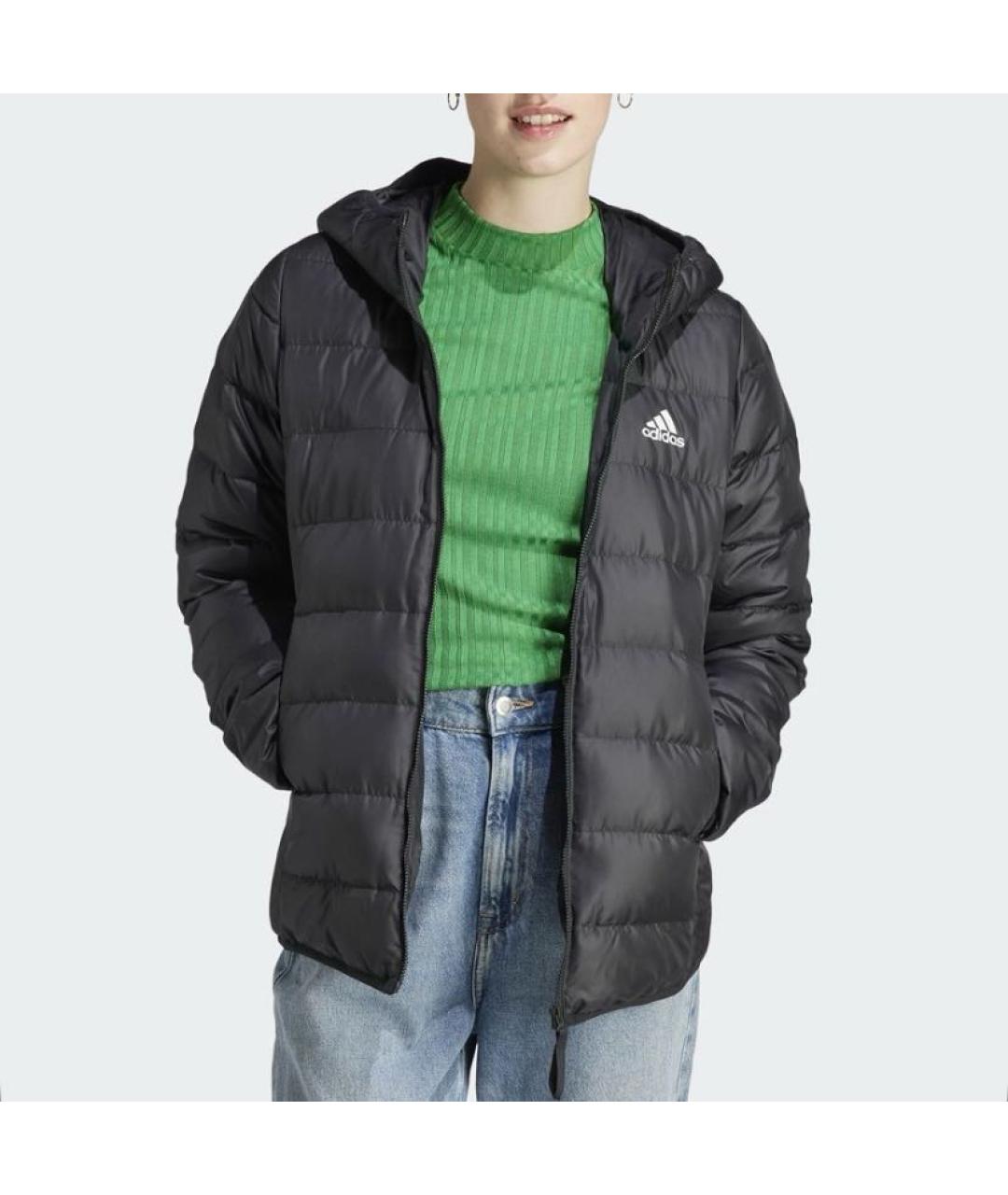 ADIDAS Черная полиэстеровая куртка, фото 2