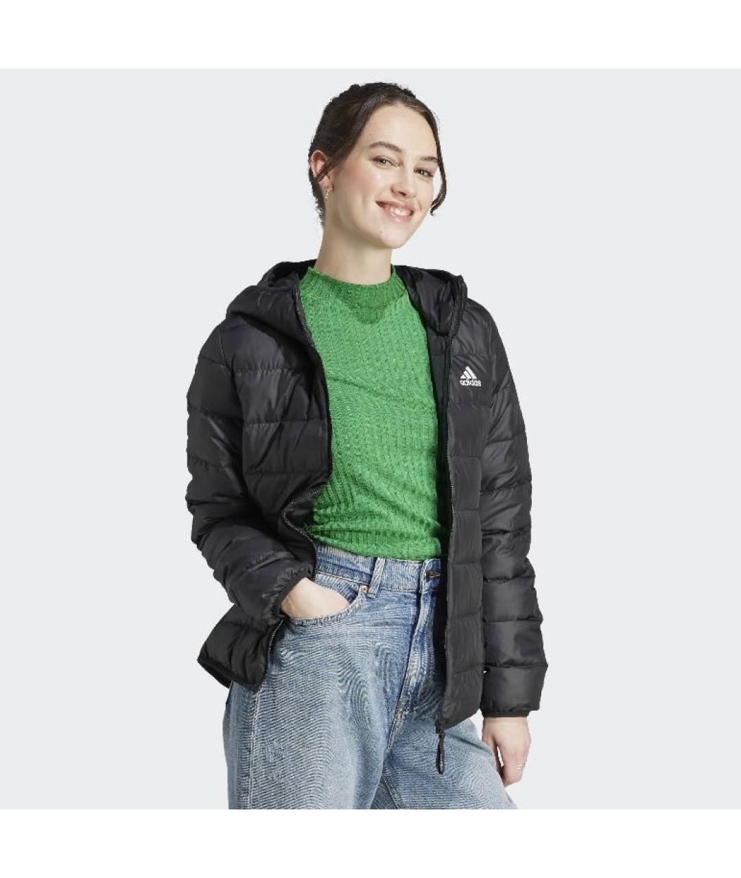 ADIDAS Черная полиэстеровая куртка, фото 4