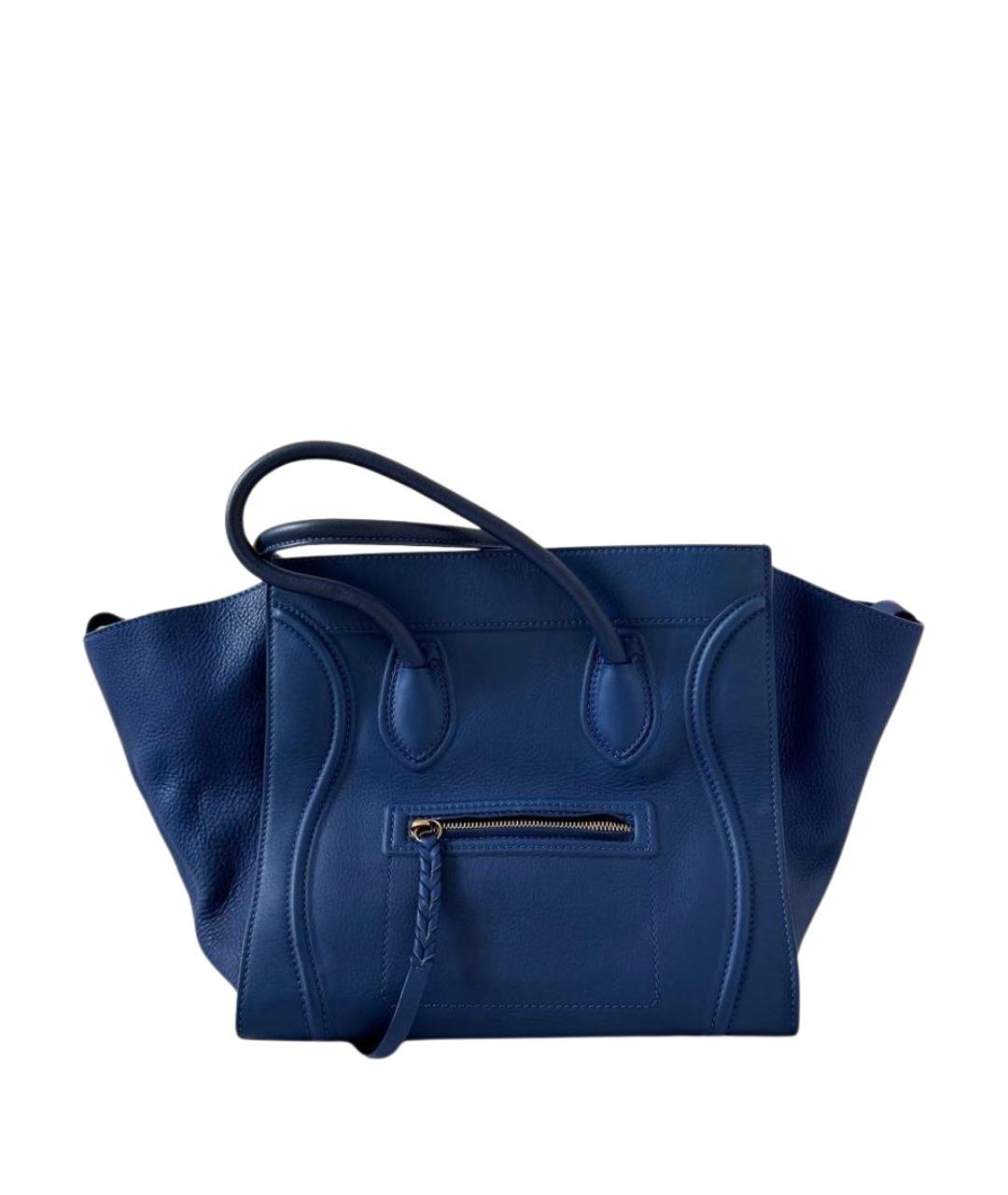 CELINE Синяя кожаная сумка с короткими ручками, фото 1