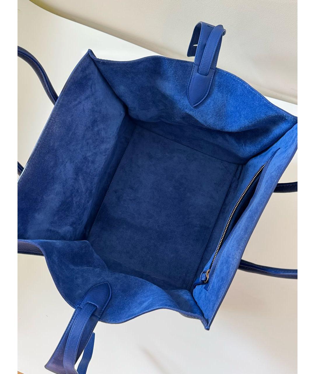 CELINE Синяя кожаная сумка с короткими ручками, фото 4