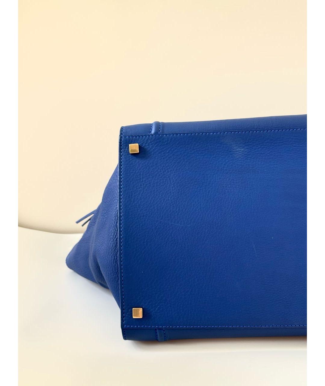 CELINE Синяя кожаная сумка с короткими ручками, фото 5