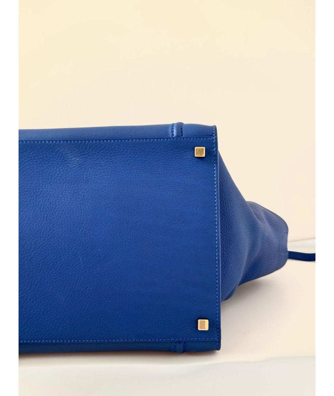 CELINE Синяя кожаная сумка с короткими ручками, фото 6