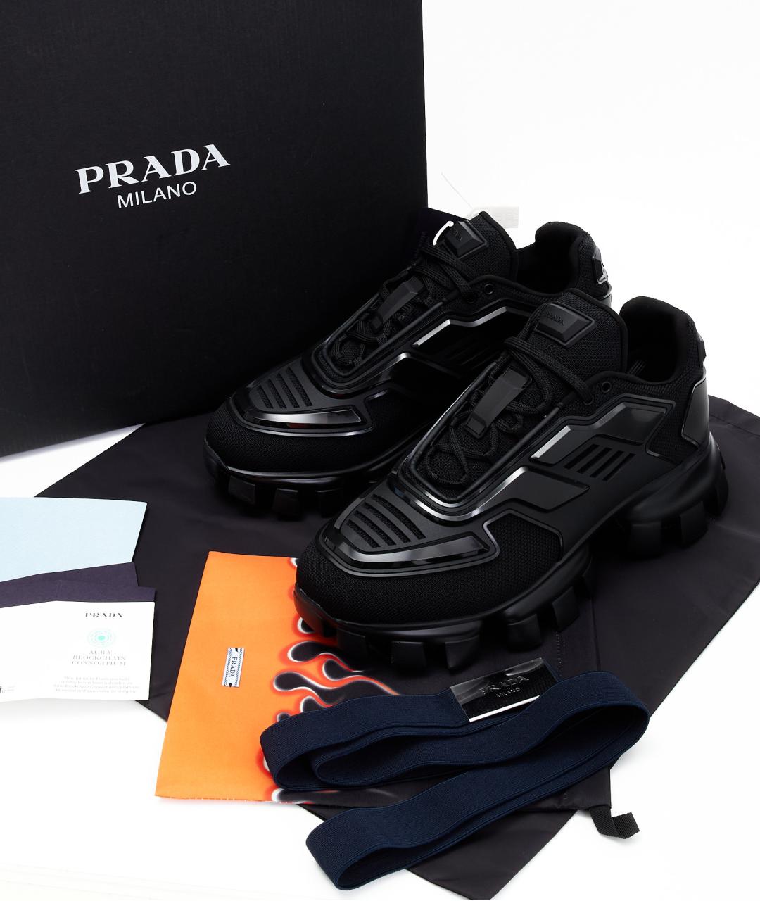 PRADA Черные текстильные кроссовки, фото 5