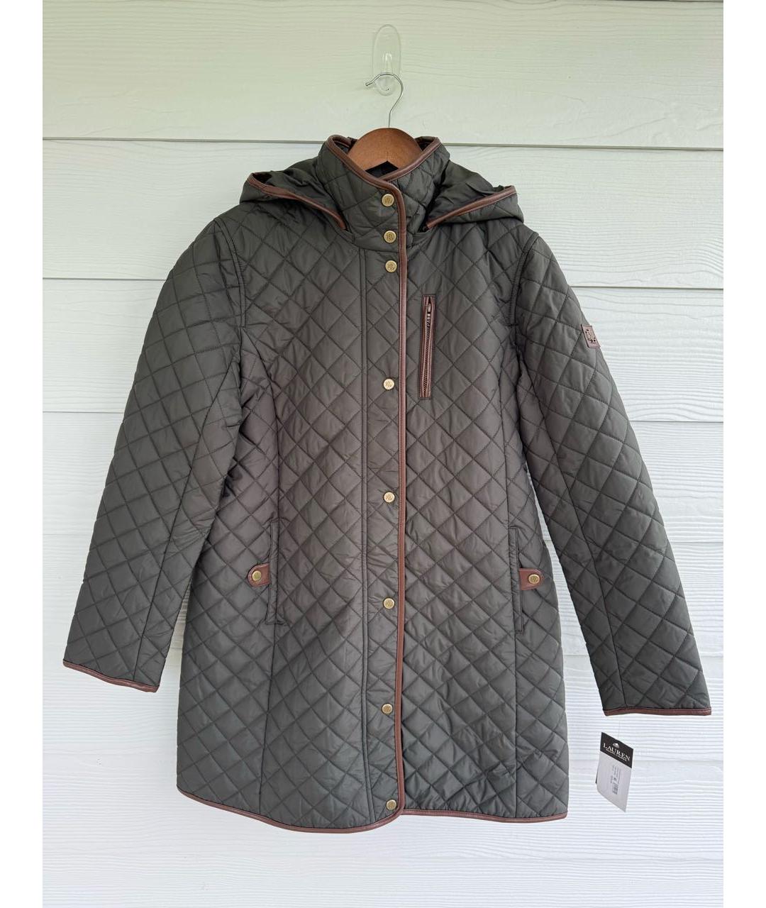 RALPH LAUREN Зеленые полиэстеровое пальто, фото 9