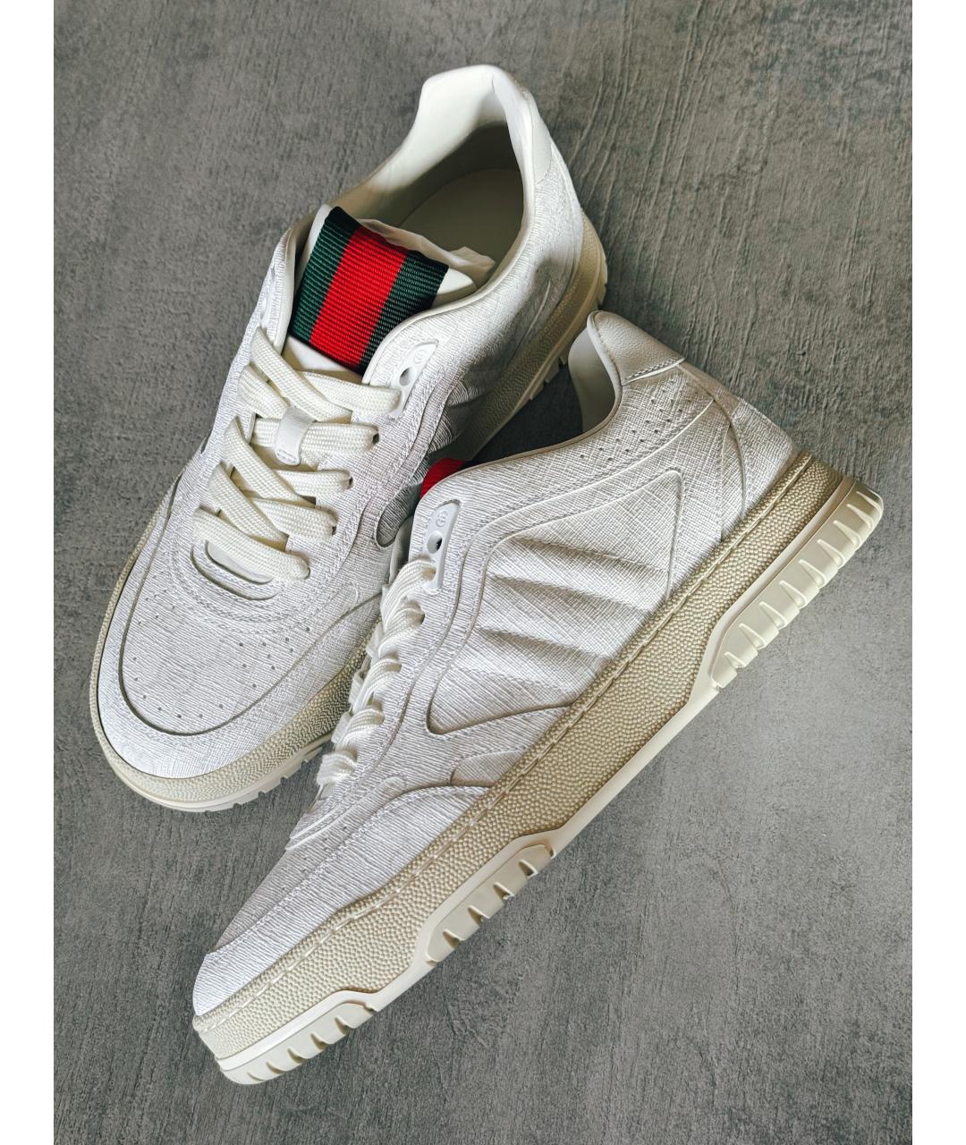 GUCCI Белые кожаные кроссовки, фото 3