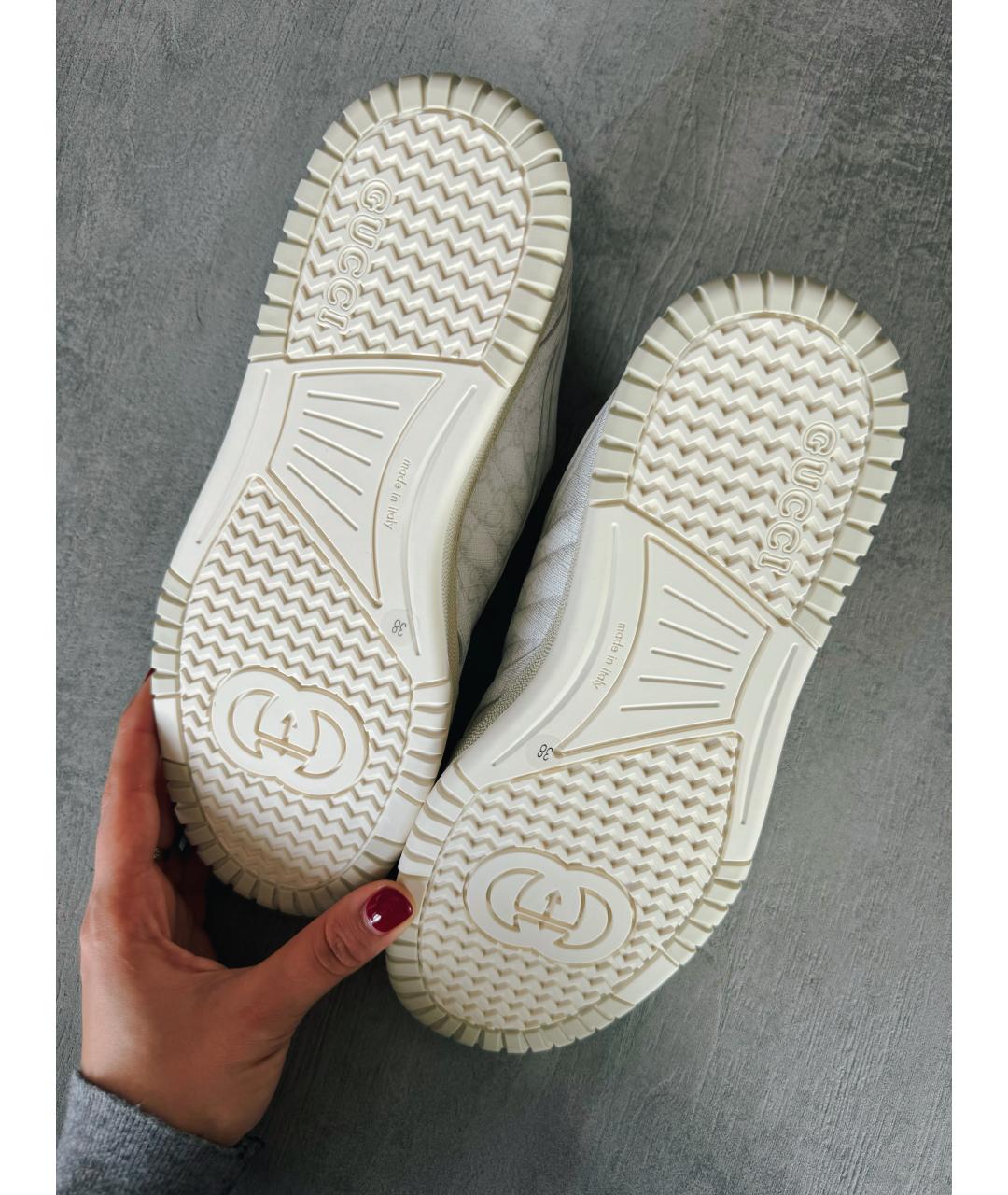 GUCCI Белые кожаные кроссовки, фото 5