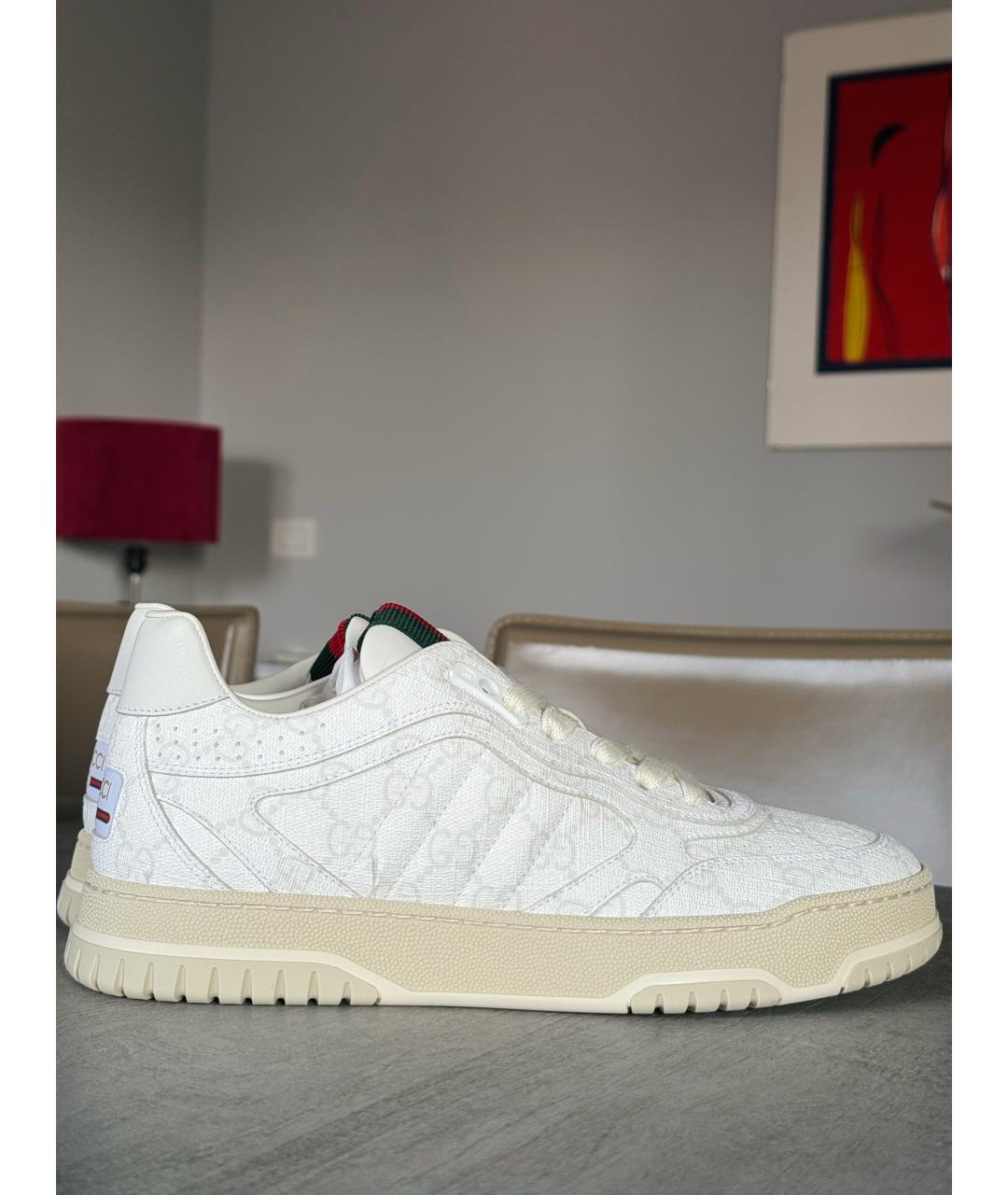 GUCCI Белые кожаные кроссовки, фото 7