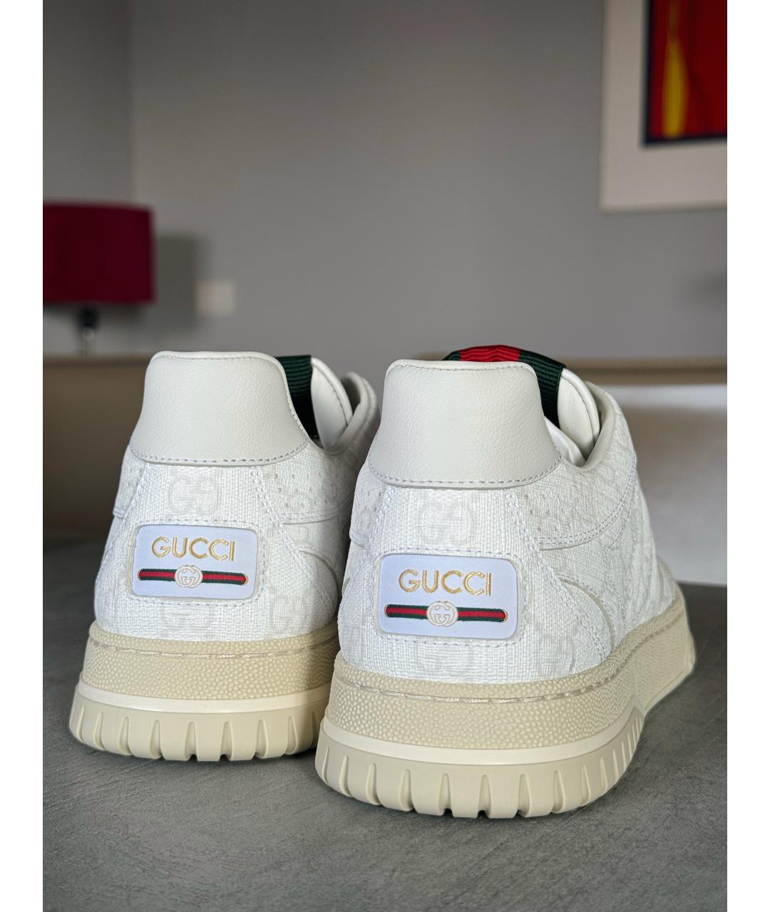 GUCCI Белые кожаные кроссовки, фото 4