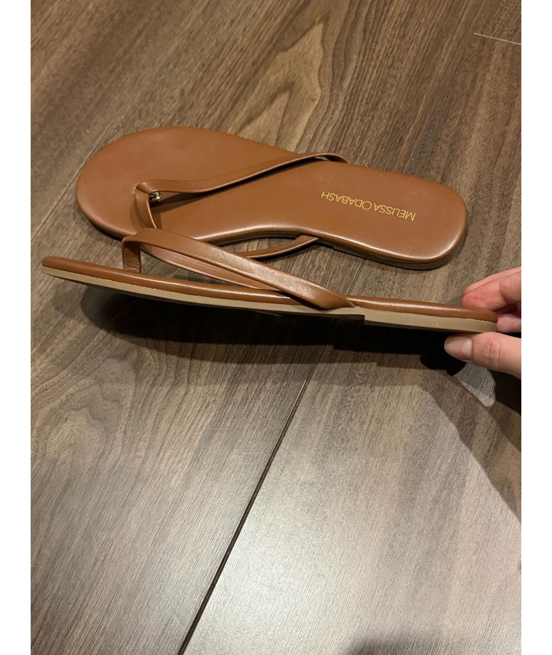 MELISSA ODABASH Коричневые кожаные шлепанцы, фото 7