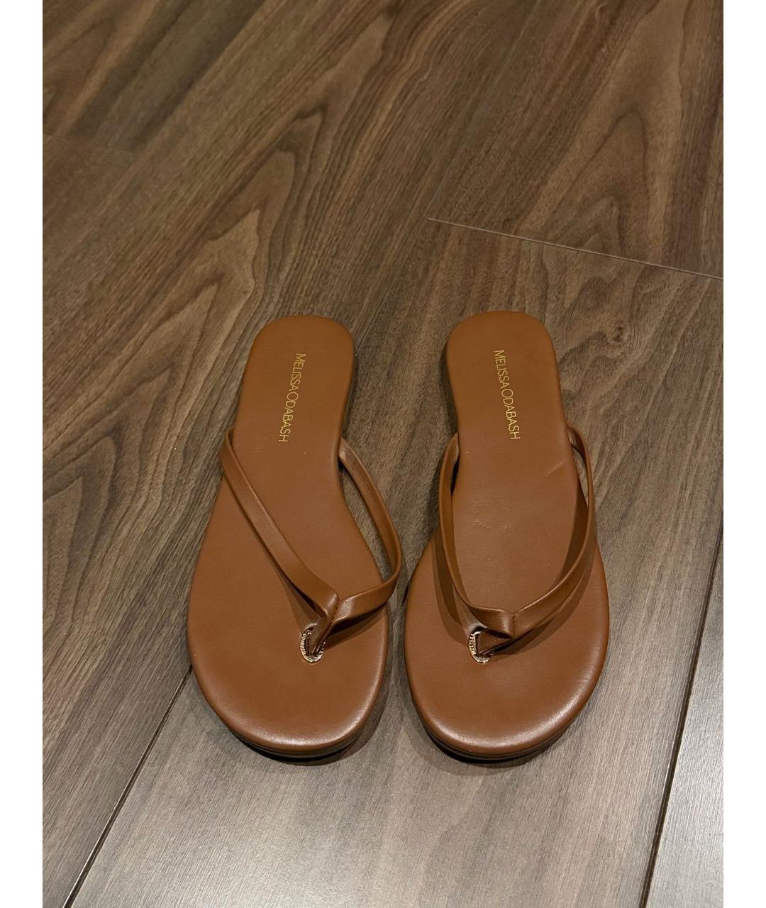 MELISSA ODABASH Коричневые кожаные шлепанцы, фото 3