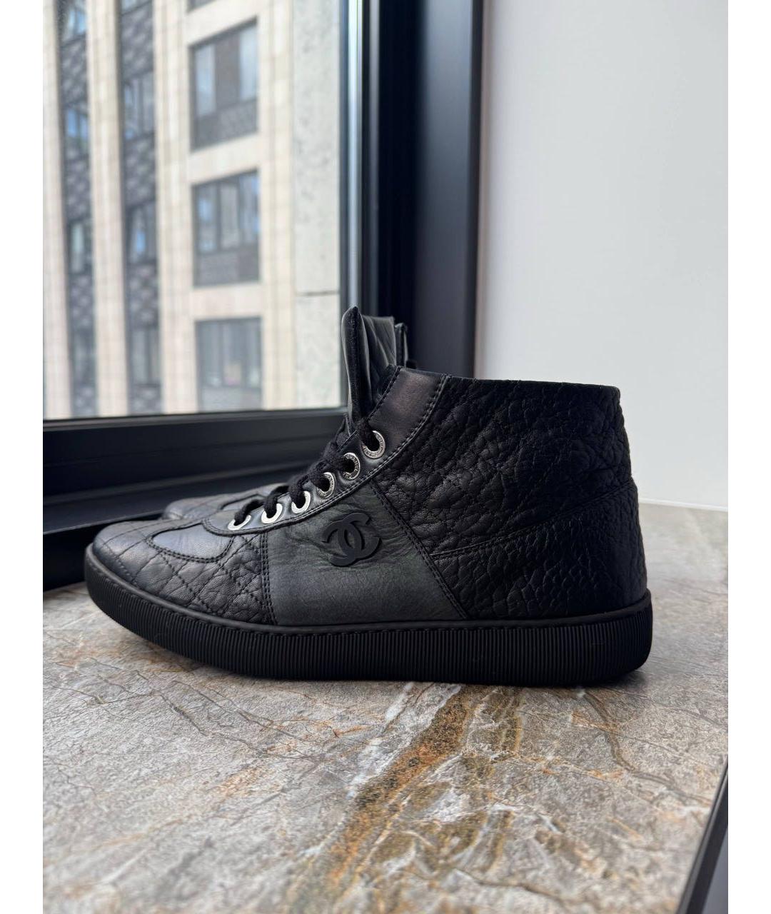 CHANEL Черные кожаные кроссовки, фото 6