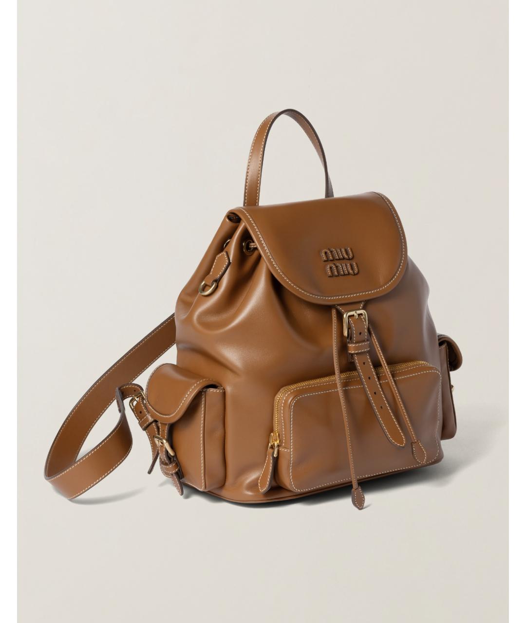 MIU MIU Коричневый кожаный рюкзак, фото 2