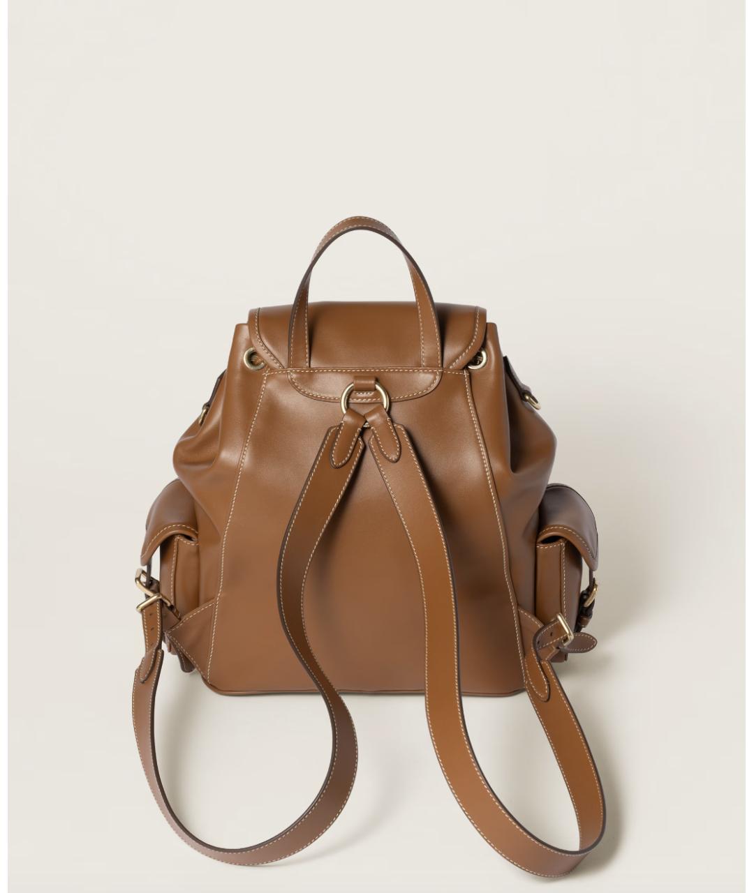 MIU MIU Коричневый кожаный рюкзак, фото 3