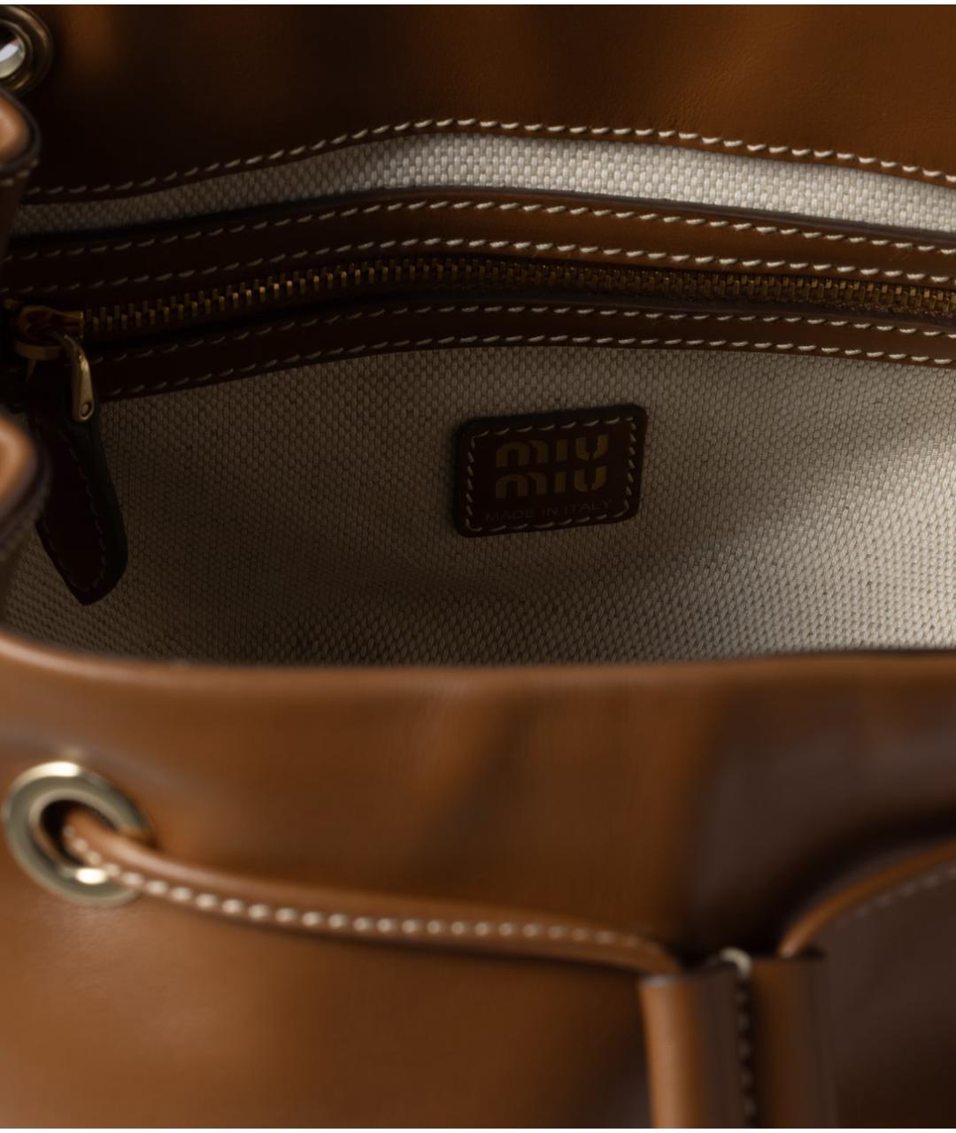 MIU MIU Коричневый кожаный рюкзак, фото 4