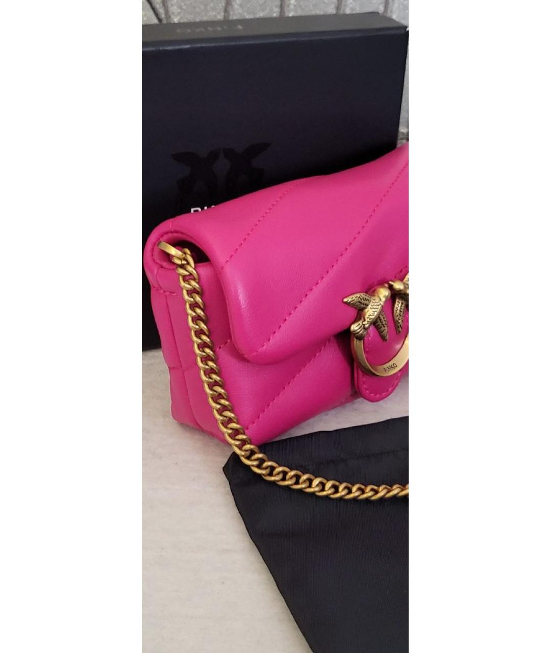 PINKO Фуксия кожаная сумка через плечо, фото 8