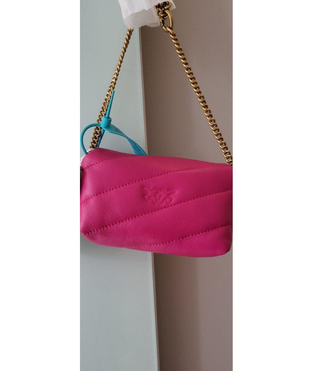 PINKO Фуксия кожаная сумка через плечо, фото 7