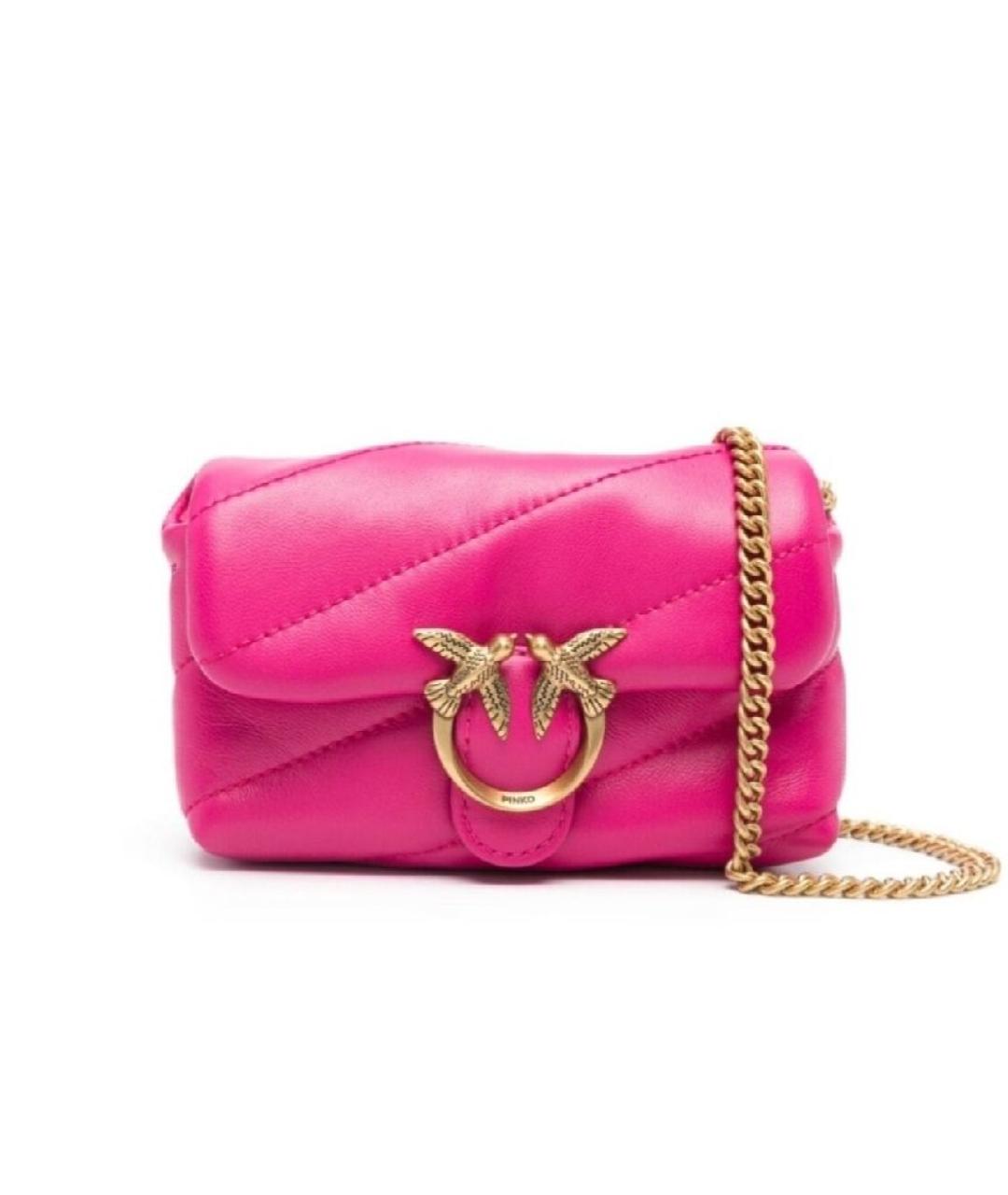 PINKO Фуксия кожаная сумка через плечо, фото 10