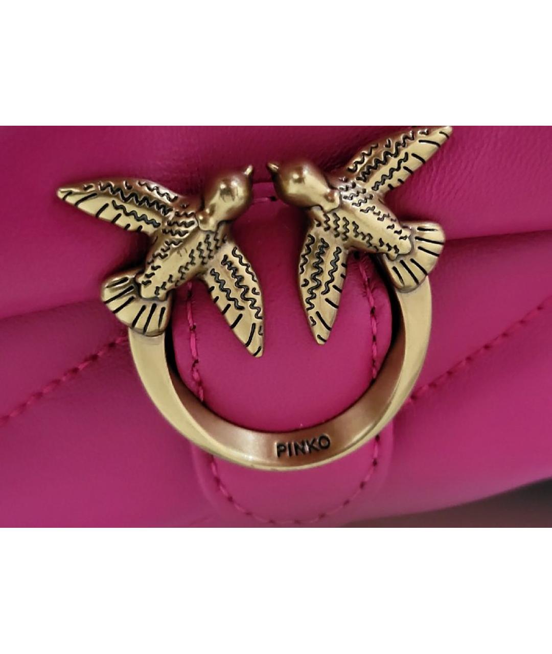 PINKO Фуксия кожаная сумка через плечо, фото 4