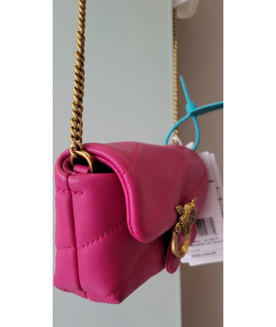 PINKO Фуксия кожаная сумка через плечо, фото 3