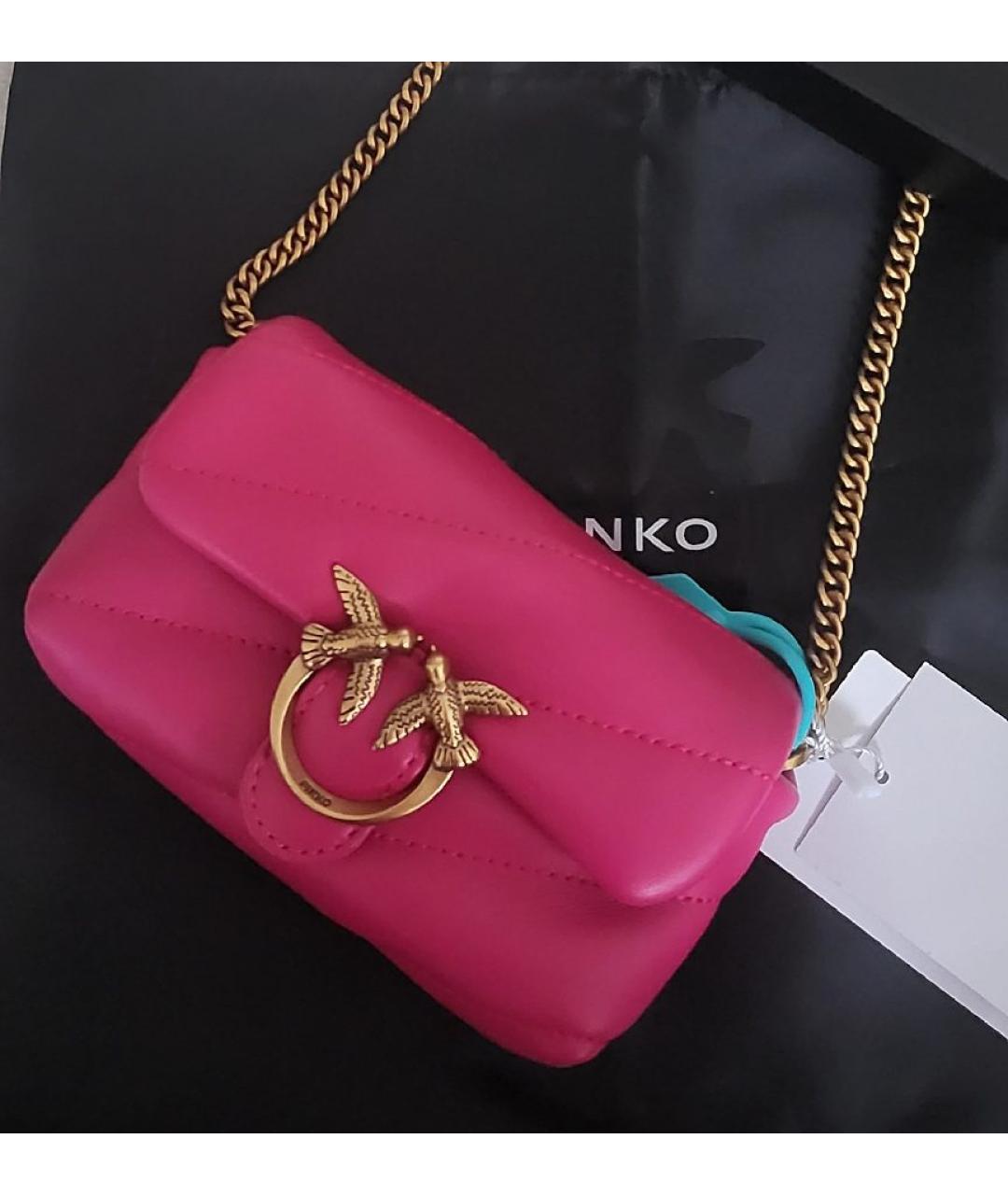 PINKO Фуксия кожаная сумка через плечо, фото 9