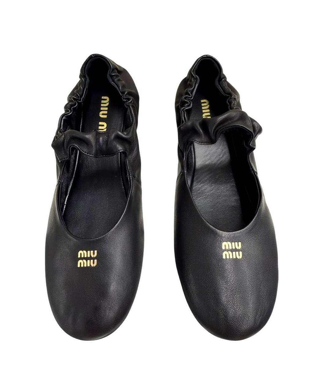 MIU MIU Черные кожаные балетки, фото 2