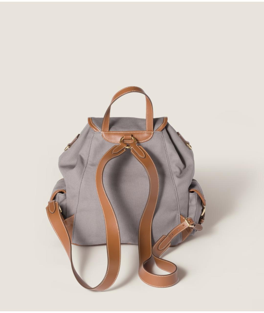 MIU MIU Серый тканевый рюкзак, фото 3